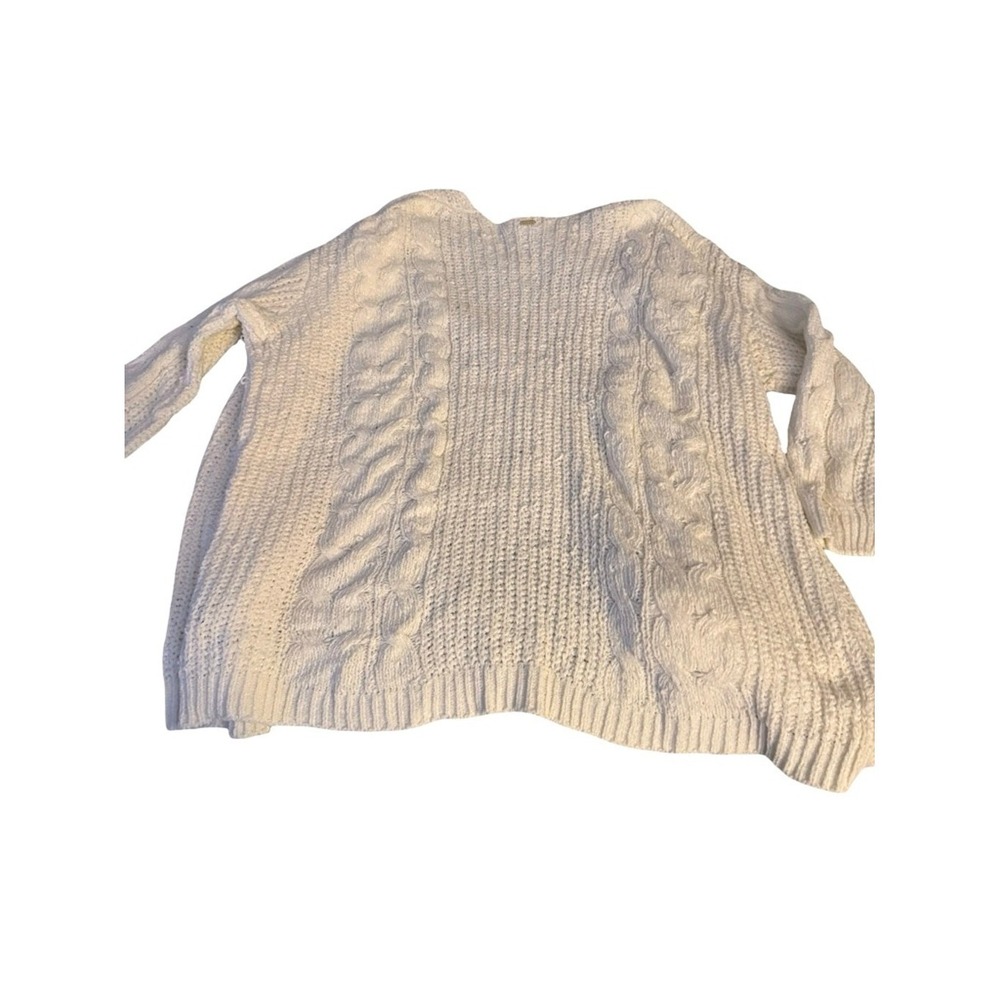 Guess Womens Cream White Cable Knit Open Front Cardigan Sweater XL NWOT - Picture 2 of 5